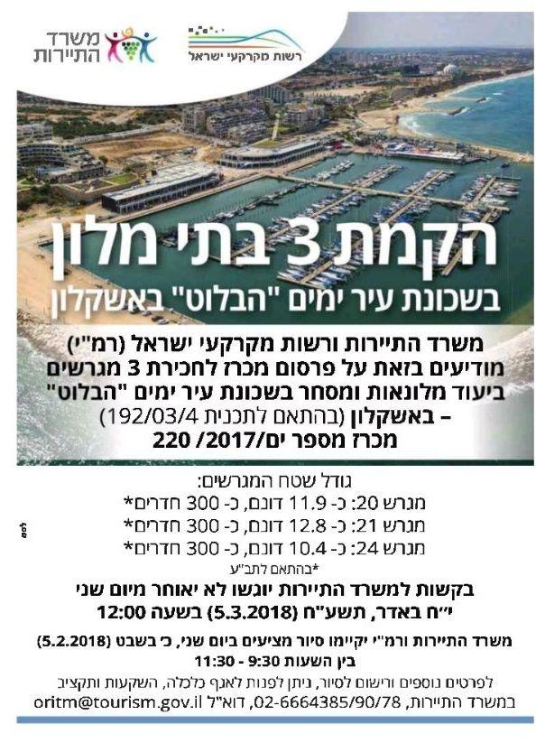 מכרז בתי מלון באשקלון